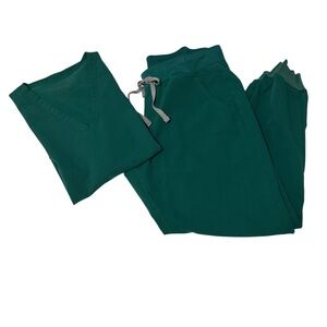 Figs Hunter Green Scrub Set with Drawstring Pants